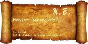 Mehler Bereniké névjegykártya